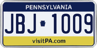 PA license plate JBJ1009