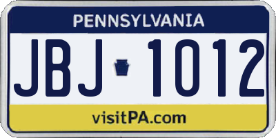 PA license plate JBJ1012