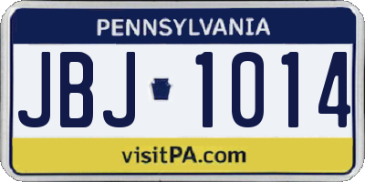 PA license plate JBJ1014