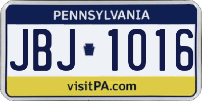 PA license plate JBJ1016