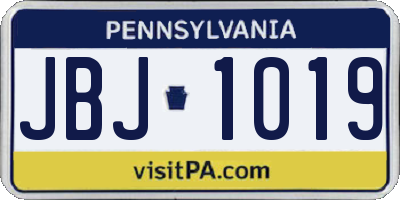PA license plate JBJ1019
