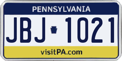 PA license plate JBJ1021