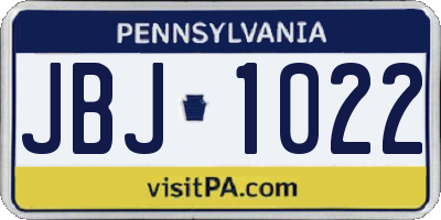 PA license plate JBJ1022