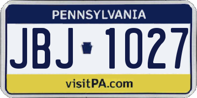 PA license plate JBJ1027