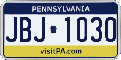 PA license plate JBJ1030