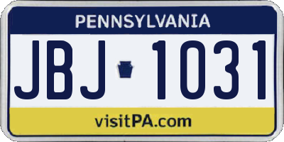 PA license plate JBJ1031