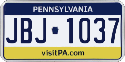 PA license plate JBJ1037