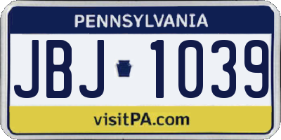 PA license plate JBJ1039