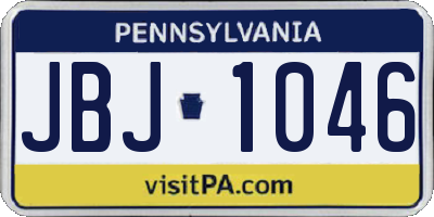 PA license plate JBJ1046