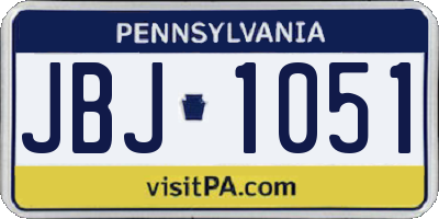 PA license plate JBJ1051