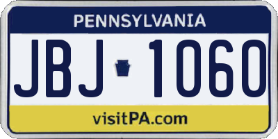 PA license plate JBJ1060