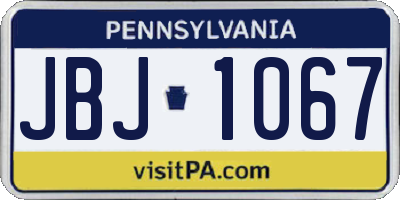 PA license plate JBJ1067