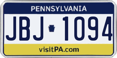 PA license plate JBJ1094