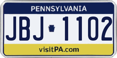 PA license plate JBJ1102