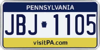 PA license plate JBJ1105