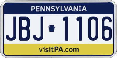 PA license plate JBJ1106
