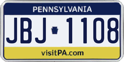 PA license plate JBJ1108