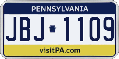 PA license plate JBJ1109