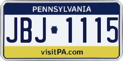 PA license plate JBJ1115