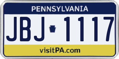 PA license plate JBJ1117