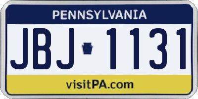 PA license plate JBJ1131