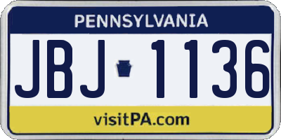 PA license plate JBJ1136