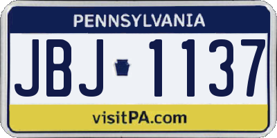 PA license plate JBJ1137