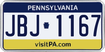 PA license plate JBJ1167