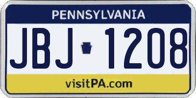 PA license plate JBJ1208