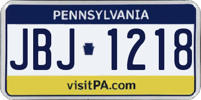 PA license plate JBJ1218