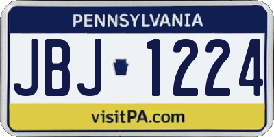 PA license plate JBJ1224