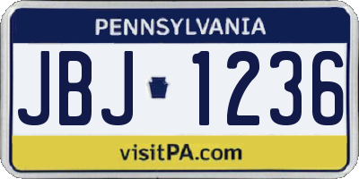 PA license plate JBJ1236