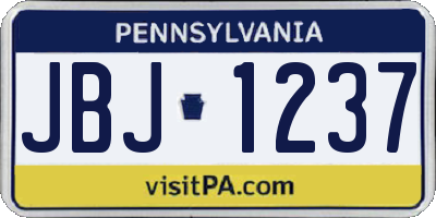 PA license plate JBJ1237