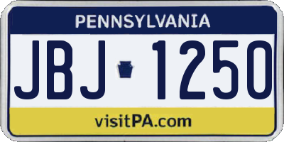 PA license plate JBJ1250