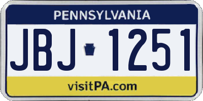 PA license plate JBJ1251
