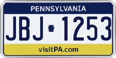 PA license plate JBJ1253