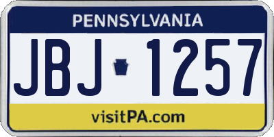 PA license plate JBJ1257