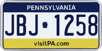 PA license plate JBJ1258