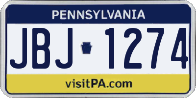 PA license plate JBJ1274