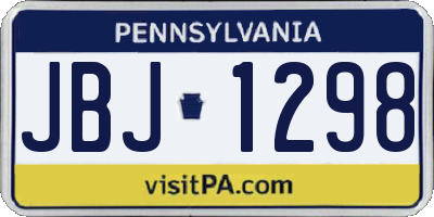 PA license plate JBJ1298