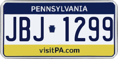 PA license plate JBJ1299