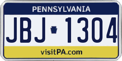 PA license plate JBJ1304