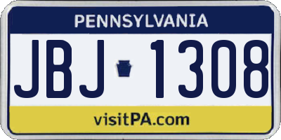 PA license plate JBJ1308
