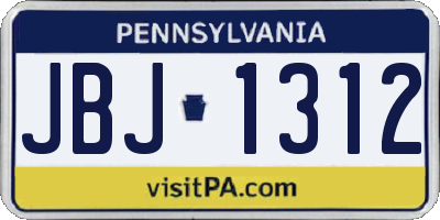 PA license plate JBJ1312