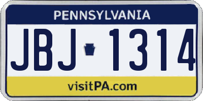 PA license plate JBJ1314