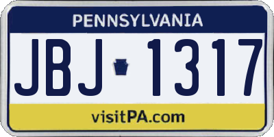 PA license plate JBJ1317