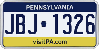 PA license plate JBJ1326