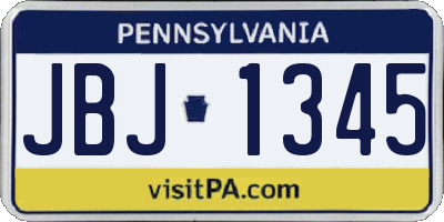 PA license plate JBJ1345