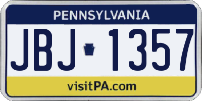 PA license plate JBJ1357