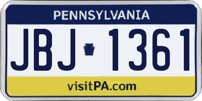 PA license plate JBJ1361